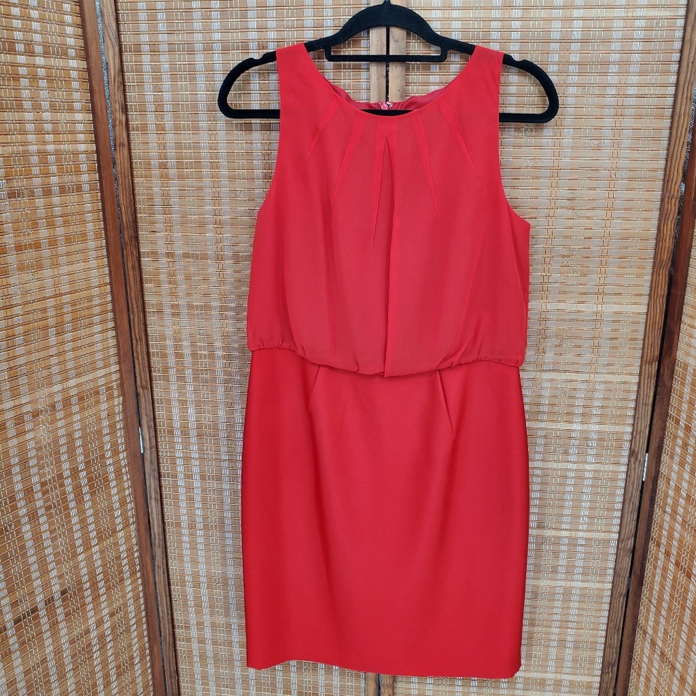 ◇ Planet Red Sleeveless Blousen Silk and Wool Dress Size UK 8 US 4